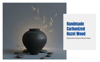Carbonized Walnut Wood Vase, Handmade, Black Belly, Artistic Home Decor, Minimalist Design