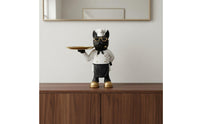 French Canine Statue Tray Creative Design French Canine Butler Statue Multi-Functional Decor Resin Dog Sculpture with Tray for Living Room, Desktop