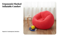 Includes Foot Pump Flocked Inflatable Sofa Foldable Single Person Air Lounger Easy Storage Portable Inflatable Sofa Quick Inflation for Travelers, Students, Living Room, Bedroom, Travel, Outdoor