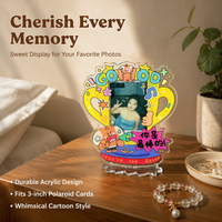 3 inch Clear Acrylic Photo Frame, Cartoon Standee Picture Frame for Instant Photo Display, Modern Small Desk
