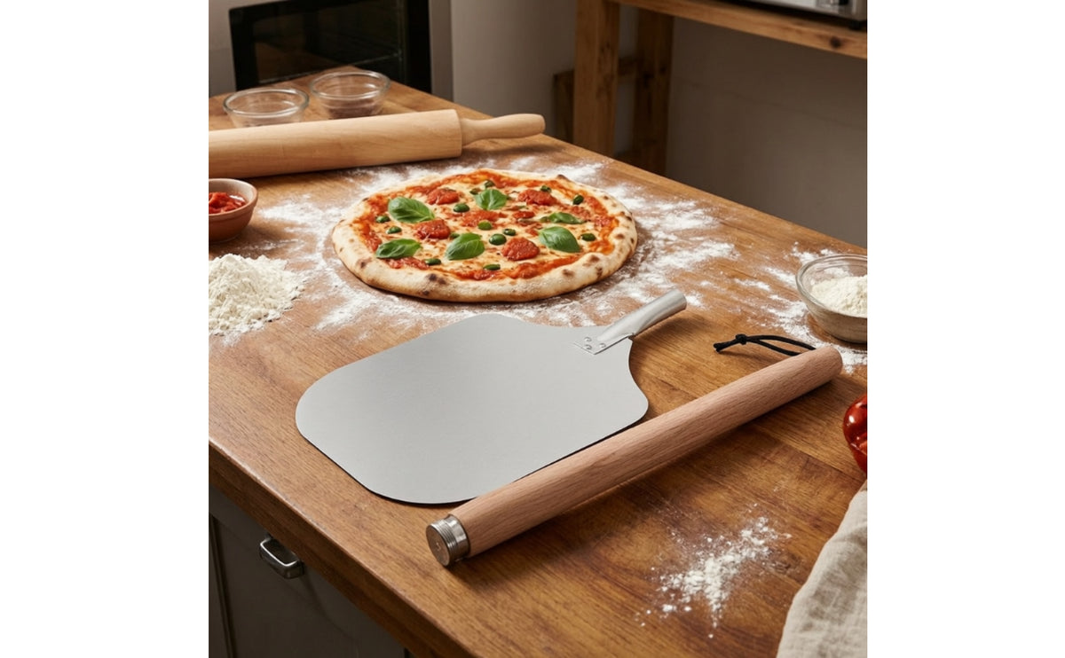 Metal Pizza Peel Flat Pizza Peel with Detachable Handle Antiadherente Bakeware for Kitchen Prep