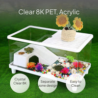 Acrylic Turtle Habitat with Clear Terrarium and Basking Deck