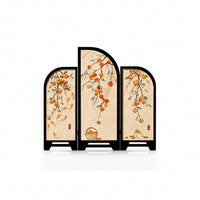 Tabletop Desktop Screen with Arched Panels Foldable Three-Panel Folding Screen Compact for Cabinet