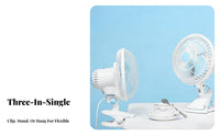 Quiet Operation Attachable Fan 270° Adjustable Clip on Fan 2 Speed Settings for Office Workers, Travelers, Dormitory, Bedroom, Study Room