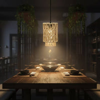 Paper Rope Lampshade Handwoven Woven Lampshade Handmade Lamp Shade with Paper Rope for Guest Rooms, Cafes