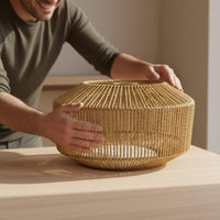 Southeast Asian Inspired Woven Paper Rope Lampshade Fits E26/E27 Base Rattan Design Drum Lampshade Lamp Cover for Restaurant