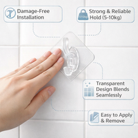 Clear Acrylic Adhesive Wall Hooks Heavy Duty for Kitchen, Damage Hooks for Home Organization, Apartment Must Haves Apartment Decor