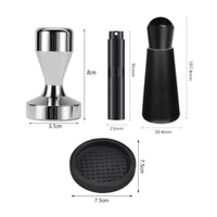 4 Pieces Coffee Tamping Kit Stainless Steel Espresso Prep Set with Mat Coffee Professional Tool Set with Tamper Ergonomic