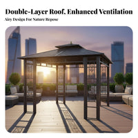 Aluminum Frame Gazebo Weather Resistant Aluminum Frame Pavilion Protection Fixed Roof Gazebo for Homeowners, Families, Courtyard, Backyard, Poolside