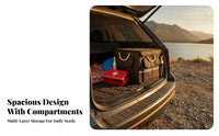 Removable Lid Foldable Trunk Storage Box Internal Divider Car Trunk Organizer Box Rigid Portable Vehicle Organizer Reflective Strip