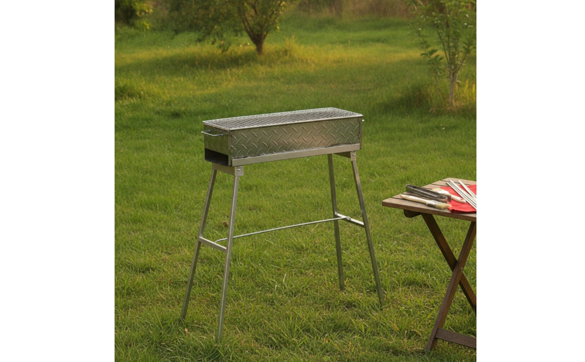 Heat-Resistant Charcoal Grill with Stainless Steel Grate Long-Lasting High-Legged Barbecue Grill Compact Multi-Purpose for Backyard