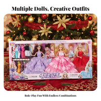 Princess Doll Gift Set Variety Pack Doll Dress-up Set children's Toy Encourages Creativity for Girls, Christmas