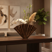 Pleated Metal Vase Shiny Fan-Shaped Vase Rustic for Decorators