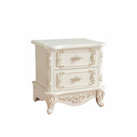 European design 2-Drawer End Cabinet Lacquered Finish Nightstand Modern Design Bedside Table Simple for homeowners, Renters, Students, Guest Room, Home Office