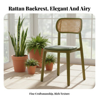 Stackable Cane-Back Side Chair Retro Design Indoor Seating Breathable Weave Easy to Clean for Restaurant Owners, Homeowners, Interior Designers, Dining Room, Lounge, Home Office, Bedroom