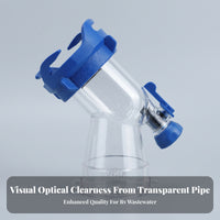Angled Tube Clear Sewer Elbow Heavy-Duty Resin RV Waste Elbow Leak-Proof Plumbing Part Built-in Gasket
