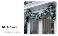 Snow Flocked Garland Pre-Decorated Snow Flocked Holiday Garland Full and Full House Decoration for Window Display, Doorway, Mantelpiece