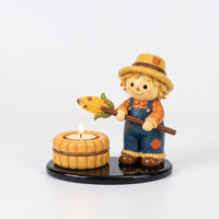 Tealight Holder Glossy Candle Holder with Figurine Small for Mantel, Shelves