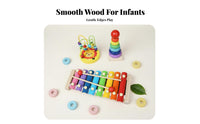 Hand-Eye Coordination Wooden Bead Maze Develops Fine Movement Skills Bead and Wire Maze Toy Color & Shape Recognition for 1-3 Year Olds