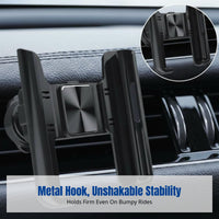 Car Phone Holder, Metal Hook, Air Vent Mount, 360° Rotating Magnetic Stand, Universal Navigation Support, One-Hand Operation