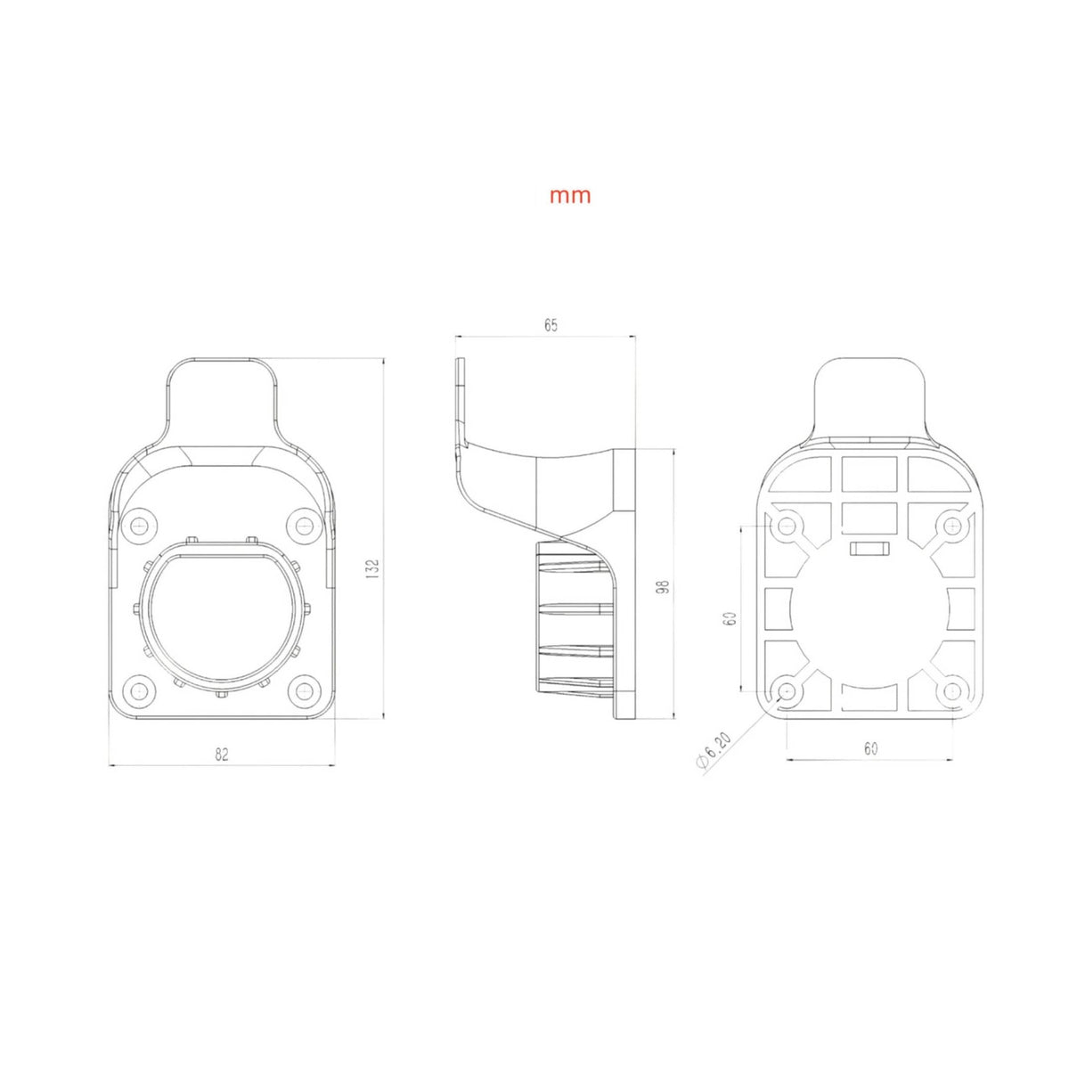 General and basic/T 20234.2 7 Prong Charging Socket Holder Integrated Design Electric Vehicle Plug Holder Fireproof for Garage, Parking Area