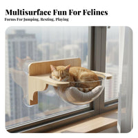 Drillwithout-Drill Installation Suction Cup Window Perch Space-Saving Feline Shelf Heavy Duty Pet Furniture Modular Design for Apartment Dwellers, Panes, Walls, Indoors, Living Room