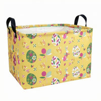 Uncovered Top Cotton Linen Storage Basket Reinforced side_s Cotton-Linen Basket Carry Handles Lightweight for Nursery, Bedroom, Laundry Area, Car Trunk