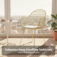 Golden Finish Upholstered Side Chair Nordic Design Wireframe wing-inspired Chair Modern Minimalist Seating Furniture Instagrammable design for Cafe Owners, Interior Designers, Young Adults, Restaurant, Dining Room, Reception Area, Home Office
