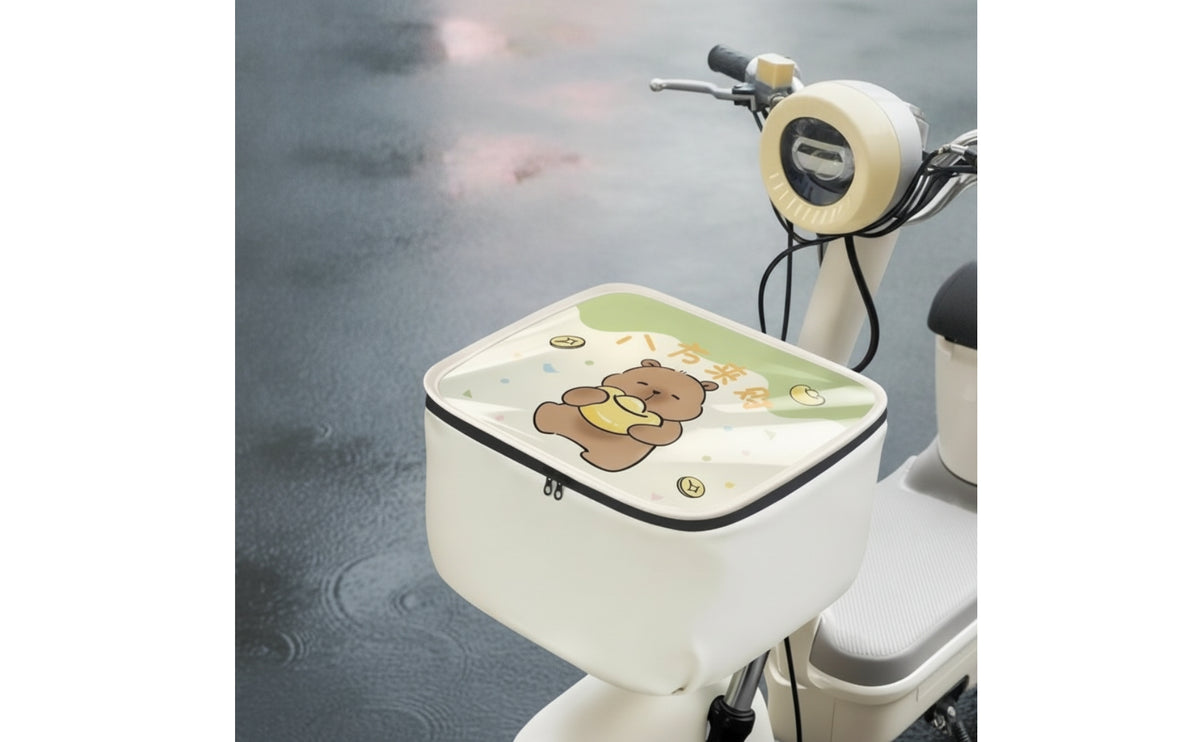 Bike Basket Rain Cover Waterproof Basket Cover with Zipper Rainproof for Cyclists, Commuters, Rainy Days, Daily Commute
