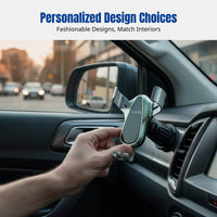 Universal Car Air Vent Phone Holder, Triangle Weighted, Mirror Finish, Hook Attachment, Stable Mount