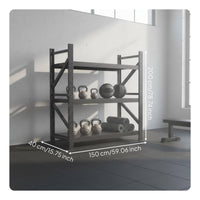 Space-Saving Dumbbell Kettlebell Rack Multi-Functional Gym Equipment Organizer Sturdy Construction Dumbbell Weight Rack Heavy-Duty for Personal Trainers, Fitness Studio