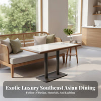 Southeast Asian Design Upholstered Rattan Bench Sturdy and Long-Lasting Commercial Furniture Comfortable Upholstery Restaurant Seating Easy to Clean for Cafe Owners, Interior Designers, Hospitality Managers, Restaurants, Cafes, Tea Houses