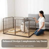 Reinforced Frame Indoor Dog Playpen Multiple Shape Configurations Folding Metal Pet Fence Walk-Through Door Metal Wire Pet Fence Tool-Effortless Assembly for Small Dogs, Young Dogs