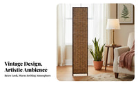 Foldable Multi-Panel Folding Screen Retro aesthetic Woven Panel Folding Screen Distressed Finish Room separater Freestanding for Interior Decorators, Business Owners, Entryway, Restaurant, Studio Apartment, Dressing Area
