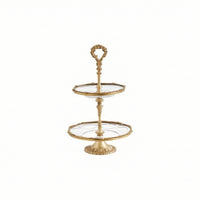 Two-Tier Dessert Stand Vintage Tiered Serving Tray Safe for Food Contact