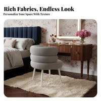 Shell-Shaped Backrest Plush Seashell Chair Comfortable padding Upholstered Rolling Chair Soft Upholstery Vanity Seat 360-Degree rotate for Women, Girls, Students, Bedroom, Dorm Room, Small Spaces