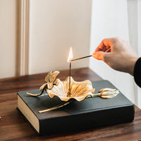 Brass Incense Burner with Lotus Pond Moonlight Design