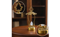 Table Lamp with Frosted Bulb Vintage-Style Lantern with Handle Hollow-Carved Ambient Light for Desk, Bar