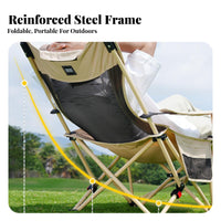 Breathable textile Adjustable Reclining portable bed with cranialrest Pillow Adjustable Folding Bed Lounge Chair for Campers, journeyers, Beachand moveers, Camping, journey, Backyard, long drives