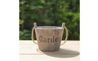 Distressed Planter with Rope Handles Small Rustic Wooden Pot Lightweight Planter with Rope Vintage for Windowsill