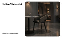 Italian Minimalist Design Curved Back Dining Chair Ergonomic Backrest Upholstered Dining Chair Sturdy Construction Metal Leg Armchair Versatile for Restaurant Owners, Hotel Managers, Interior Designers, Living Room, Cafe, Reception Area