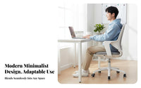 Lumbar Support Wheeled Computer Chair Adjustable Height Swivel Seat Rolling Casters Office Furniture Ergonomic Design for Students, Study Room, Bedroom