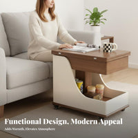 Adjustable Height C-Table Hidden Storage Adjustable C-Frame Desk for Living Room