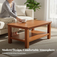 2-Tier Shelving Storage Coffee Table Sturdy Construction Two-Shelf Accent Table Spacious Tabletop Living Room Furniture Long-Lasting for Apartment Dwellers, Homeowners, Families, Reception Area, Lounge, Home Office