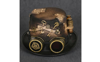 Handmade Steampunk Top Hat Brass-Tone Hardware Cosplay Top Hat Gear Embellishments Formal Headwear Velvet-Like Finish for Costume Parties