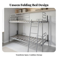 Foldable Stacked Sleeper Sleeper Space-Saving Vertical Bed Folding Design Bunk Design for Students, Children, Bedroom, Dormitory, Guest Room