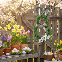Easter Wreath Outdoor Front Door Wreath Spring Theme Artificial Topiary for Homeowners, Gardeners, Garden, Patio, Entryway, Yard