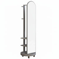 Rotating Full-Length Mirror with Shelves Freestanding for Walk-in Closet, Adults