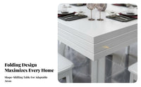 Square to Round Dining Table Solid Wood Construction Convertible Dining Table Rounded Corners Home Furniture for Families, Hosts, Kitchen, Living Room