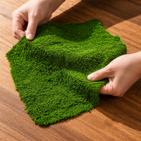 Artificial Moss Mat for Micro Landscape and Bonsai Decor, Flocked Green Moss Turf